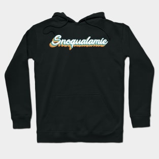 Snoqualmie Washington Mountains Retro Lettering Hoodie